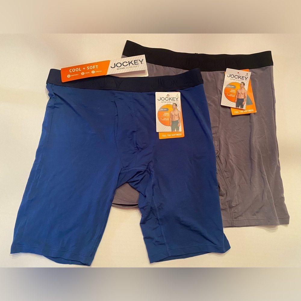 JOCKEY 2 PAIR LONG LEG BOXER BRIEFS ACTIVE ULTRA SOFT MODAL STRETCH MEDIUM 32-34